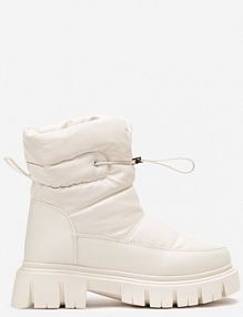 Beżowe Śniegowce na Niskiej Platformie z Ozdobnym Pikowaniem i Ściągaczem Raballa vices damskie