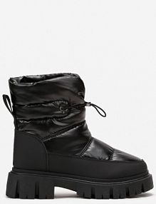 Czarne Śniegowce na Niskiej Platformie z Ozdobnym Pikowaniem i Ściągaczem Raballa vices damskie