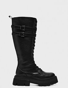 Kozaki z wiązaniem na platformie czarne House damskie 2708X-99X