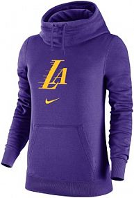 Damska bluza z kapturem typu komin Nike NBA Los Angeles Lakers Club Fleece City Edition 2023/24 fioletowe damskie