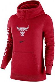 Damska bluza z kapturem typu komin Nike NBA Chicago Bulls Club Fleece 2023/24 City Edition czerwone damskie