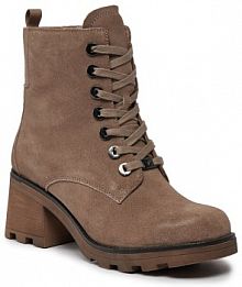 Botki na słupku Caprice brązowe 