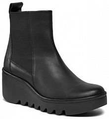 Botki na koturnie Fly London czarne 