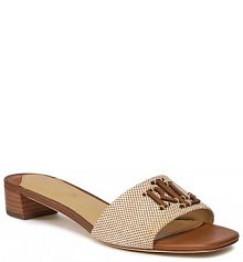 Klapki na słupku LAUREN RALPH LAUREN brązowe 