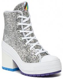 Botki na słupku Converse srebrne 