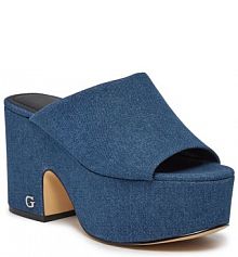 Klapki na słupku Guess niebieskie 