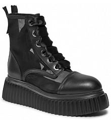 Botki na koturnie AGL czarne 