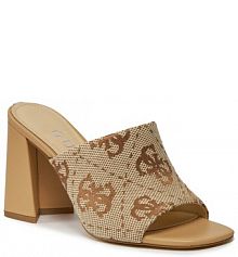 Klapki na słupku Guess beżowe 