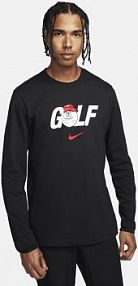 Męski T-shirt z długim rękawem do golfa Nike czarne męskie