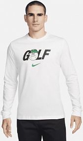 Męski T-shirt z długim rękawem do golfa Nike białe męskie