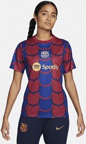 Damska przedmeczowa koszulka piłkarska Nike Dri-FIT FC Barcelona Academy Pro niebieskie damskie