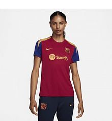 Damska dzianinowa koszulka piłkarska Nike Dri-FIT FC Barcelona Strike czerwone damskie