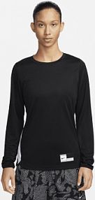 Damska koszulka rozgrzewkowa do koszykówki z długim rękawem Dri-FIT Nike czarne damskie