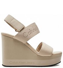Sandały na koturnie Calvin Klein Jeans beżowe 