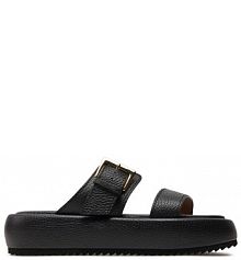 Klapki na koturnie Pollini czarne 