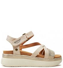 Sandały na koturnie Mustang beżowe 