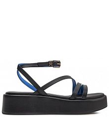 Sandały na koturnie Tommy Hilfiger czarne 