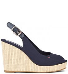 Sandały na koturnie Tommy Hilfiger granatowe 