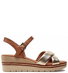 Sandały na koturnie Marco Tozzi złote 