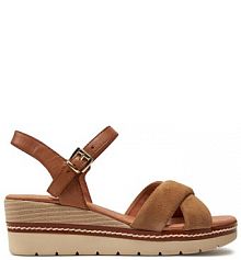 Sandały na koturnie Marco Tozzi brązowe 