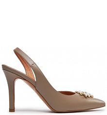 Sandały na szpilce R.Polański beżowe 