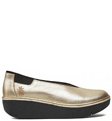 Półbuty wsuwane Fly London złote damskie 