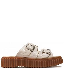 Klapki Clarks beżowe damskie 