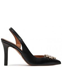 Sandały na szpilce R.Polański czarne 