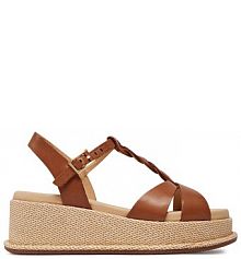 Sandały na koturnie Clarks brązowe 