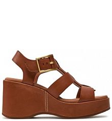 Sandały na koturnie Clarks brązowe 