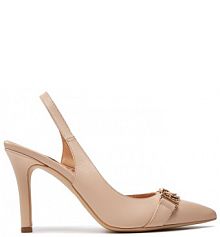 Sandały na szpilce R.Polański beżowe 