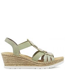 Sandały na koturnie Rieker zielone 