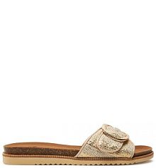 Klapki Mustang złote damskie 