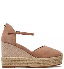 Sandały na koturnie BOSS brązowe 