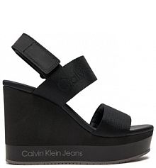 Sandały na koturnie Calvin Klein Jeans czarne 