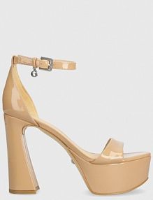 Sandały na słupku Guess  beżowe FLJIDS.PAT03.NATU