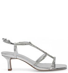 Sandały na szpilce Badura srebrne 