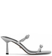 Klapki na szpilce Nine West srebrne 