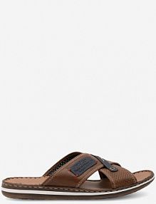 Klapki Rieker brązowe męskie 21061-25 BRĄZOWY