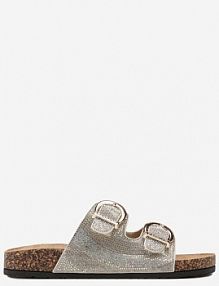 Srebrne Klapki z Metalicznymi Klamerkami i Zdobieniem z Cyrkonii Taosalin Renee damskie