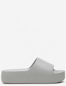 Szare Klapki Basenowe z Pianki na Grubej Podeszwie Anikora Renee damskie