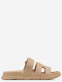 Ciemnobeżowe Basenowe Klapki Piankowe z Wycięciami na Pasku Wrenlita Renee damskie