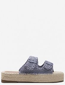 Niebieskie Klapki z Ozdobną Plecionką z Juty z Niską Platformą i Sprzączkami Rialmar Renee damskie