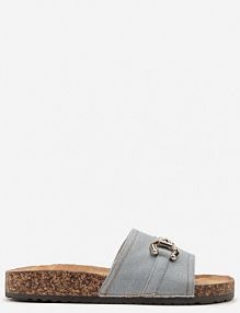 Jasnoniebieskie Korkowe Klapki z Metolową Aplikacją w stylu Mokasynów Xuria Renee damskie