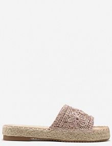 Różowe Casualowe Klapki na Platformie Ozdobione Plecioną Jutą Rifenia Renee damskie