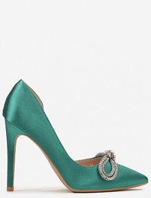 Zielone Szpilki z Cyrkoniami na Metalicznej Kokardzie Thistlea Renee