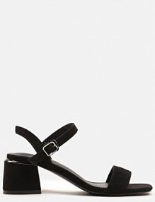 Czarne Sandały z Wyściółką z Ekoskóry na Słupku z Zapięciem na Sprzączkę Maloella vices