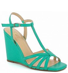 Sandały na koturnie Carinii beżowe turkusowe