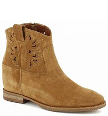 Botki na koturnie Carinii brązowe