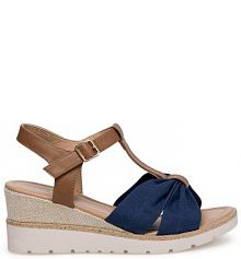 Sandały na koturnie Clara Barson granatowe 